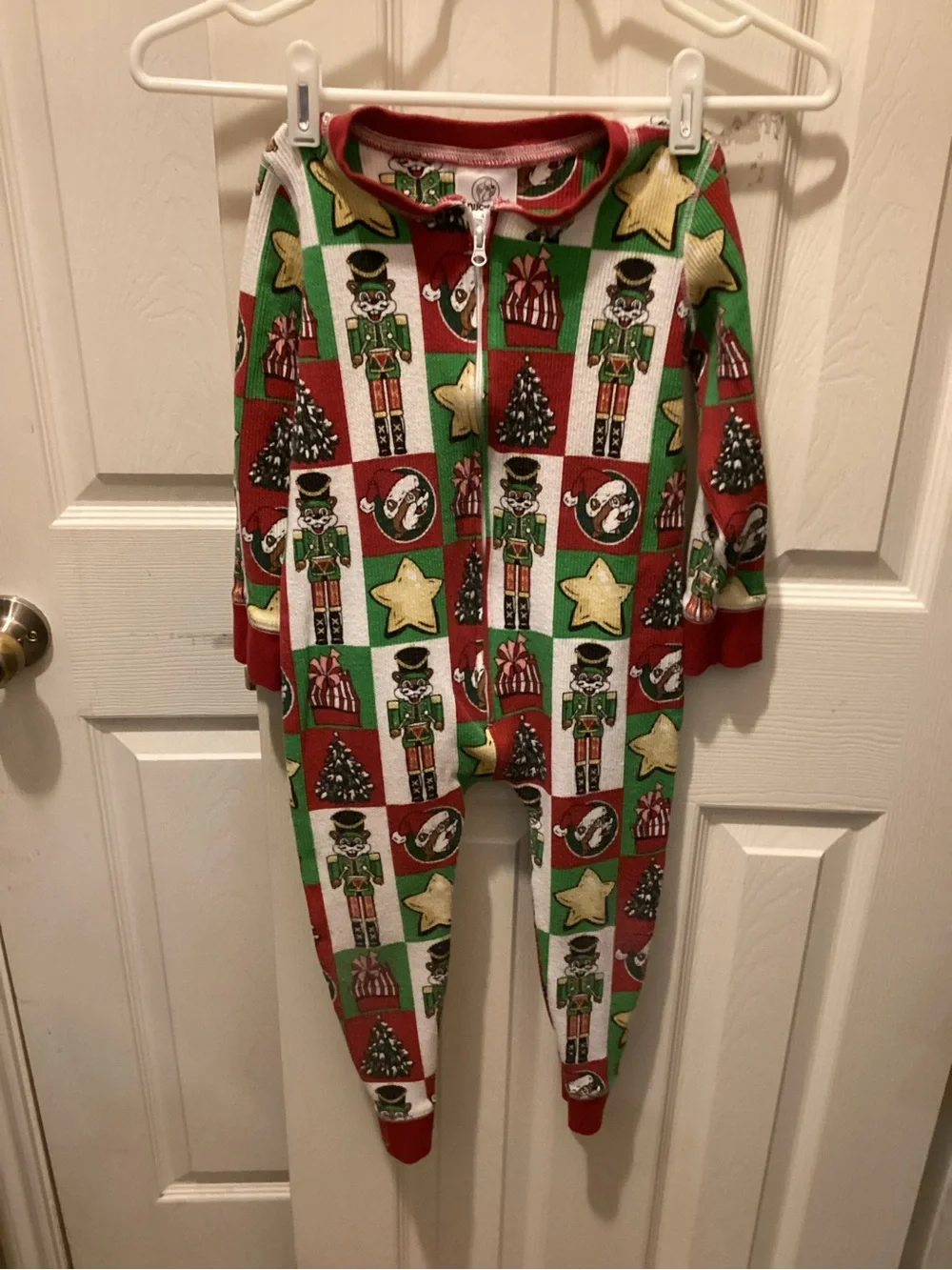 Holiday Nutcracker Print Kids Footless Pajama Set - Red & Green